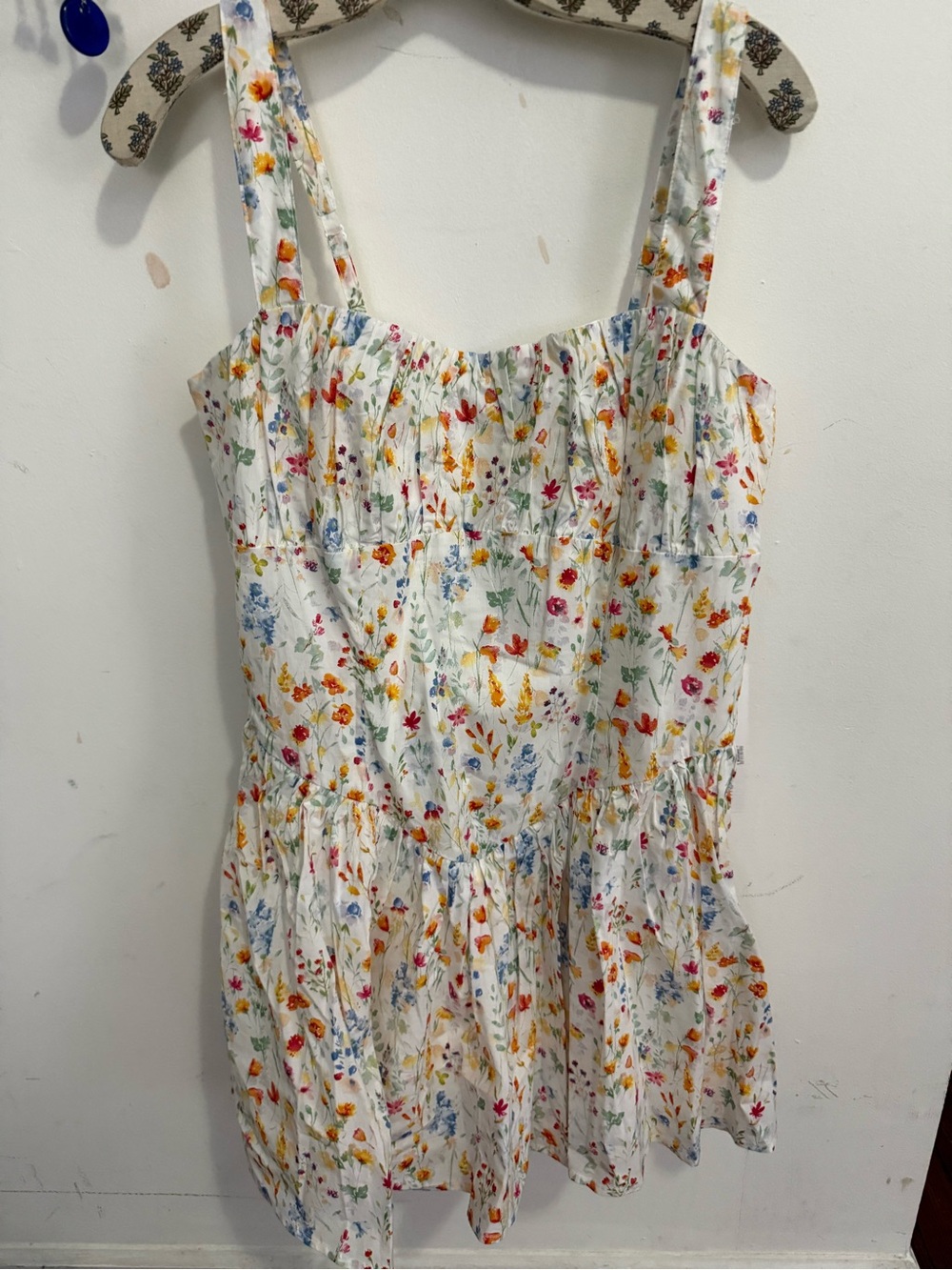AQUA NWT White Multi Floral Babydoll Mini Dress Size L